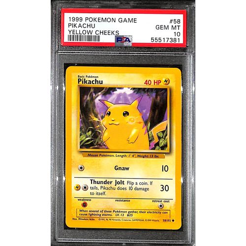 yellow cheek pikachu pokemon card PSA10 - 1999 Pokemon