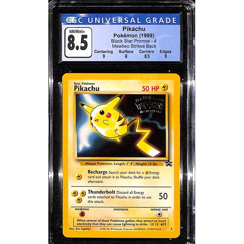 CGC8.5 - 1999 Pokemon - Pikachu Black Star Promo 25 Mewtwo Strikes Bac CGC8.5 - 1999 Pokemon - Pikachu Black Star Promo 25 Mewtwo Strikes Bac