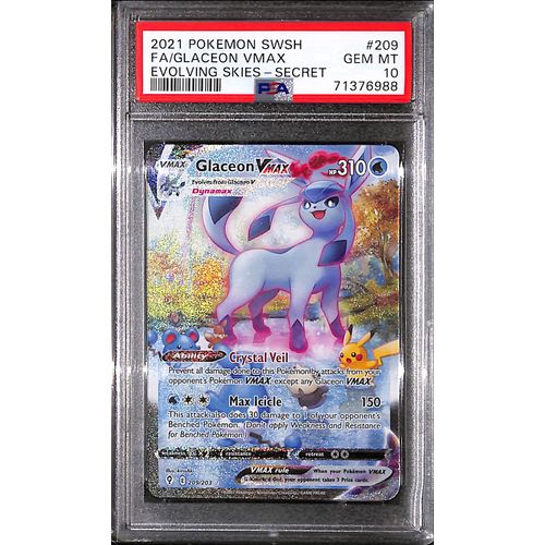 PSA10 - 2021 Pokemon - FA Glaceon Vmax 209/203 - Evolving Skies PSA10 - 2021 Pokemon - FA Glaceon Vmax 209/203 - Evolving Skies