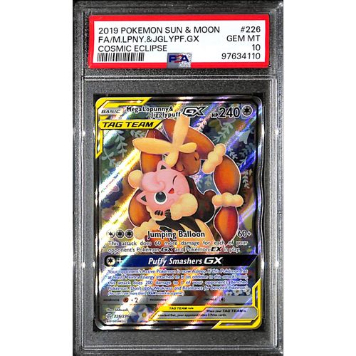 PSA10 - 2019 Pokemon - FA/M.Lpny & Jglypf Gx 226/236 - Cosmic Eclipse PSA10 - 2019 Pokemon - FA/M.Lpny & Jglypf Gx 226/236 - Cosmic Eclipse
