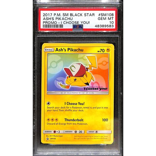 PSA10 - 2017 Pokemon - Black Star SM108 Ash's Pikachu Promo - I Choose PSA10 - 2017 Pokemon - Black Star SM108 Ash's Pikachu Promo - I Choose