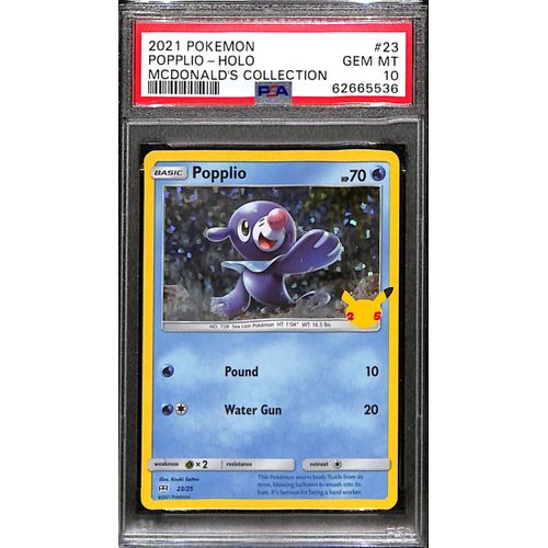 popplio pokemon card holographic PSA10 - 2021 Pokemon - Popplio Holo 23/25