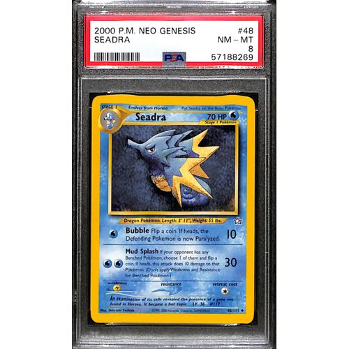 PSA8 - 2000 Pokemon - Seadra 48/111 - Neo Genesis PSA8 - 2000 Pokemon - Seadra 48/111 - Neo Genesis