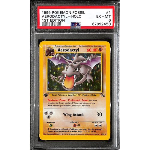 PSA10 - 1999 Pokemon - Aerodactyl Holo 1st Edition 1/62 Fossil PSA10 - 1999 Pokemon - Aerodactyl Holo 1st Edition 1/62 Fossil