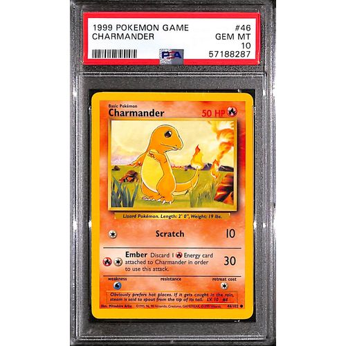 PSA10 - 1999 Pokemon - Charmander 46/102