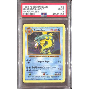 PSA9 - 1999 Pokemon - Gyarados Holo 6/102 - Shadowless Graded Card
