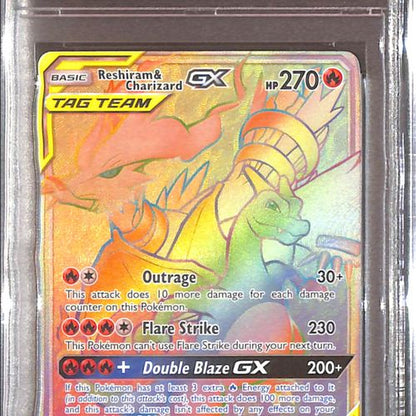 PSA9- 2019 Pokemon - FA/Rshrm & Chrzrd Gx 217/214 - Unbroken Bonds Graded Card