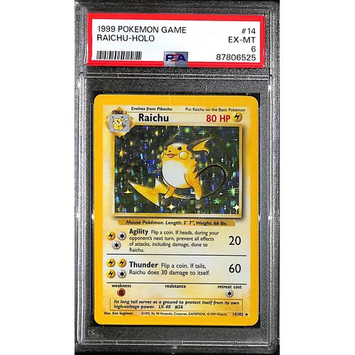 PSA6 - 1999 Pokemon - Raichu Holo 14/102 - TCGroupAU