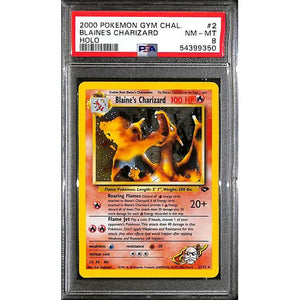 PSA8 - 2000 Pokemon - Blaine's Charizard Holo 2/132 - Gym Challenge - TCGroupAU
