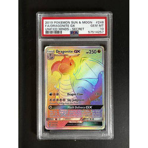 PSA10 - 2019 Pokemon Sun & Moon FA - Dragonite GX - 248/236 - Unified Minds Graded Card