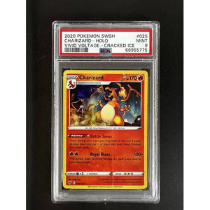 PSA9 - 2020 Pokemon Swsh - Charizard Holo Cracked Ice - 025/185 - Vivid Voltage Graded Card