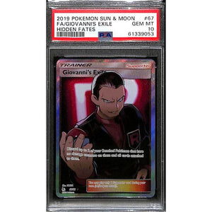 PSA10 - 2019 Pokemon Sun & Moon FA/Giovanni's Exile 67/68 Hidden Fates - TCGroupAU