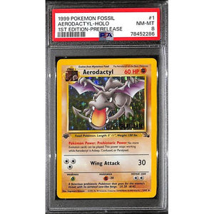 PSA8 - 1999 Pokemon - Aerodactyl Holo 1st Edition 1/62 Pre-Release - TCGroupAU