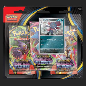Pokémon Trading Card Game - Mega Evolution: ME02 - Phantasmal Flames - 3 Pack Blister Blister Pack