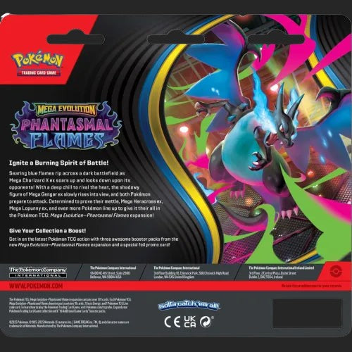 Pokémon Trading Card Game - Mega Evolution: ME02 - Phantasmal Flames - 3 Pack Blister Blister Pack