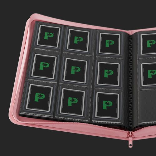 Palms Off Gaming - Top Loader Zip Clear Binder - Pink - 216 Capacity Binder