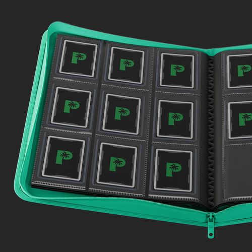 Palms Off Gaming - Top Loader Zip Clear Binder - Turquoise - 216 Capacity Binder