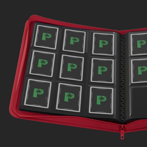 Palms Off Gaming -  Stealth 9 Pocket Zip Trading Card Binder - Red Binder