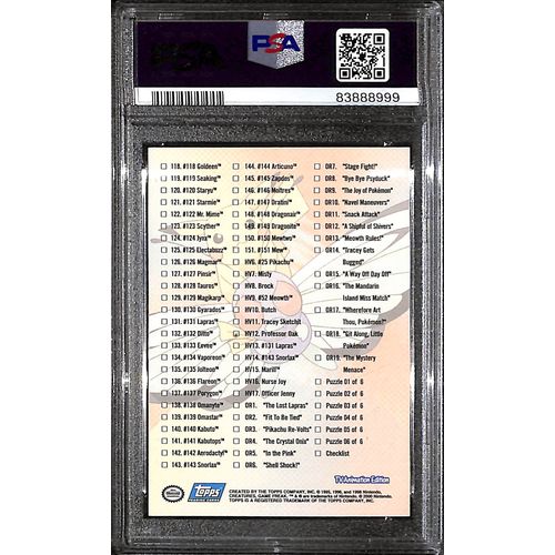 PSA10 - 2000 Pokemon - Topps TV Checklist Animation Serious 3 - view 2 - TCGroupAU