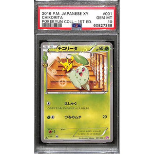 PSA10 - 2016 Pokemon Japanese - Chikorita 001/032 - Pokekyun Coll 1st Edition - TCGroupAU