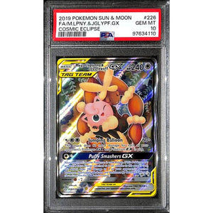PSA10 - 2019 Pokemon - FA/M.Lpny & Jglypf Gx 226/236 - Cosmic Eclipse - TCGroupAU