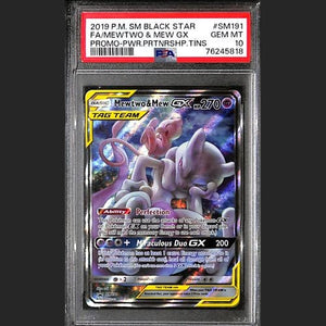 PSA10 - 2019 Pokemon - FA/ Mewtwo & Mew Gx SM191 - Promo Partnership Tins - TCGroupAU