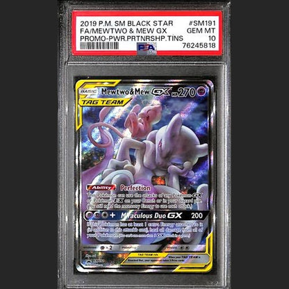 PSA10 - 2019 Pokemon - FA/ Mewtwo & Mew Gx SM191 - Promo Partnership Tins - TCGroupAU