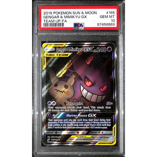 PSA10 - 2019 Pokemon - Gengar & Mimikyu Gx 165/181 - Team Up - TCGroupAU
