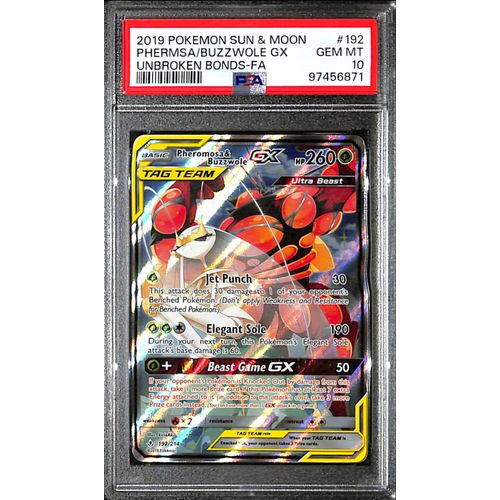 PSA10 - 2019 Pokemon - Phermsa/Buzzwole Gx 192/214 - Unbroken Bonds - TCGroupAU