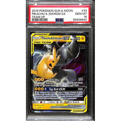 PSA10 - 2019 Pokemon - Pikachu & Zekrom Gx 33/181 - Team up - TCGroupAU