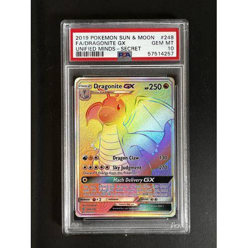 PSA10 - 2019 Pokemon Sun & Moon FA - Dragonite GX - 248/236 - Unified Minds - TCGroupAU