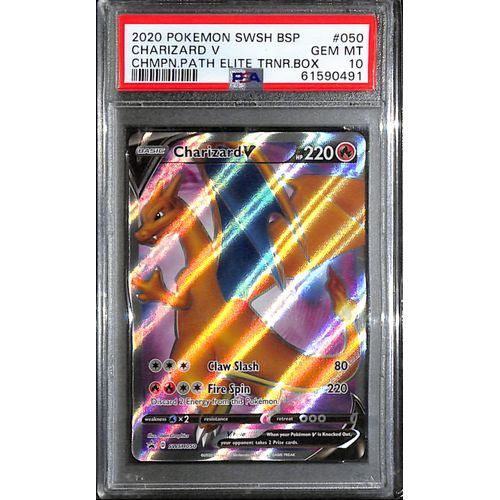 PSA10 - 2020 Pokemon - Charizard V SWSH050 - Champion's Path Trainer Box - TCGroupAU