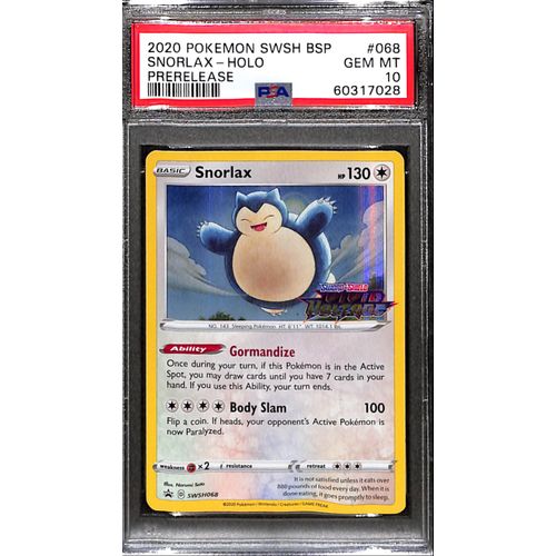 PSA10 - 2020 Pokemon - Snorlax Holo SWSH068 Pre-Release - TCGroupAU
