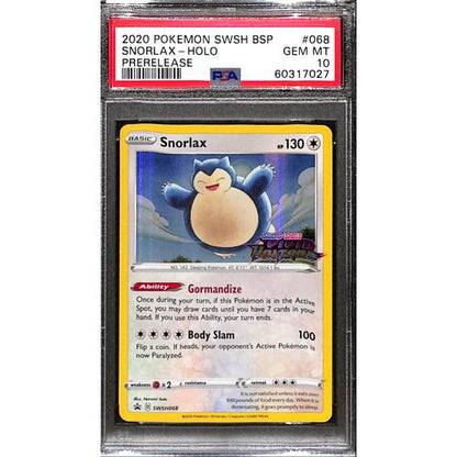 PSA10 - 2020 Pokemon - Snorlax Holo SWSH068 - Vivid Voltage Pre-Release - TCGroupAU