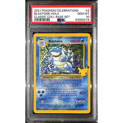 PSA10 - 2021 Pokemon - Blastoise Holo 2/102 - Celebrations Classic Coll Base Set - TCGroupAU
