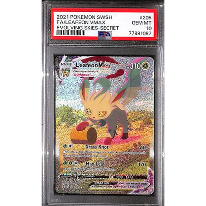 PSA10 - 2021 Pokemon - FA Leafeon Vmax 205/203 - Evolving Skies - TCGroupAU