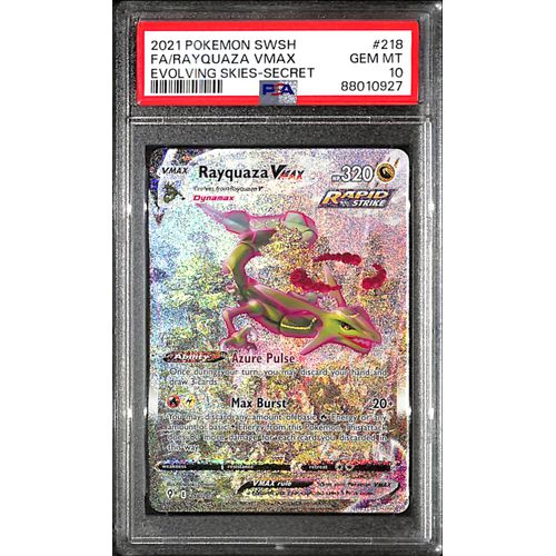 PSA10 - 2021 Pokemon - FA/ Rayquaza Vmax 218/203 - Evolving Skies - TCGroupAU