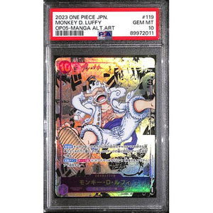 PSA10 - 2023 One Piece Japanese - Monkey D. Luffy OP05-119 - OP05 Manga Alt Art - TCGroupAU