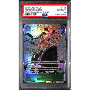 PSA10 - 2024 One Piece - Roronoa Zoro OP06-118 - OP06 Manga Alt Art - TCGroupAU