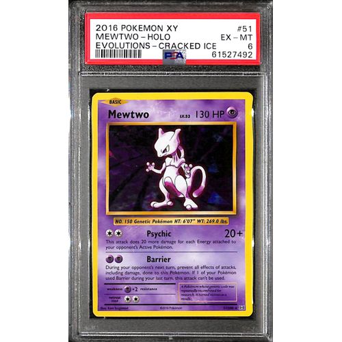 PSA6 - 2016 Pokemon - Mewtwo Holo 51/108 - Evolutions Cracked Ice - TCGroupAU