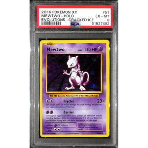 PSA6 - 2016 Pokemon - Mewtwo Holo 51/108 - Evolutions Cracked Ice - TCGroupAU