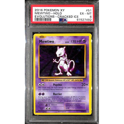 PSA6 - 2016 Pokemon - Mewtwo Holo 51/108 - Evolutions Cracked Ice - TCGroupAU