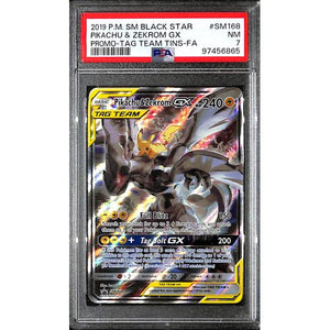 PSA7 - 2019 Pokemon - Black Star Pikachu & Zekrom Gx SM168 - Promo Tag Team Tins - TCGroupAU