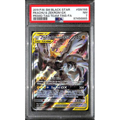 PSA7 - 2019 Pokemon - Black Star Pikachu & Zekrom Gx SM168 - Promo Tag Team Tins - TCGroupAU