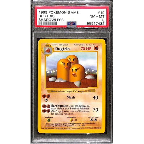 PSA8 - 1999 Pokemon - Dugtrio 19/102 Shadowless - TCGroupAU