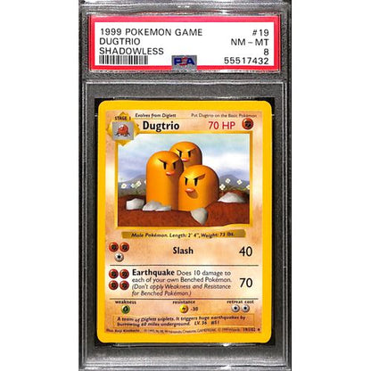 PSA8 - 1999 Pokemon - Dugtrio 19/102 Shadowless - TCGroupAU