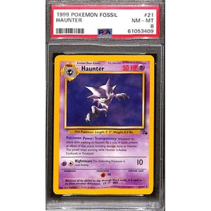 PSA8 - 1999 Pokemon - Haunter 21/62 Fossil - TCGroupAU