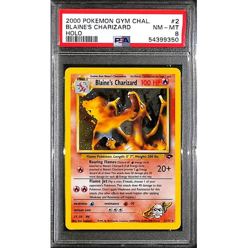 PSA8 - 2000 Pokemon - Blaine's Charizard Holo 2/132 - Gym Challenge - TCGroupAU