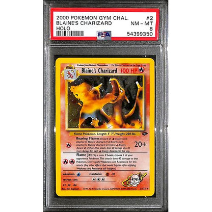 PSA8 - 2000 Pokemon - Blaine's Charizard Holo 2/132 - Gym Challenge - TCGroupAU