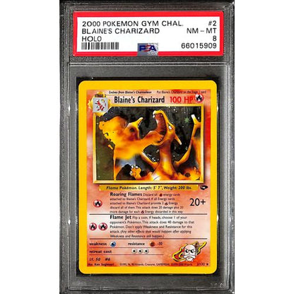 PSA8 - 2000 Pokemon - Blaine's Charizard Holo 2/132 - Gym Challenge - TCGroupAU